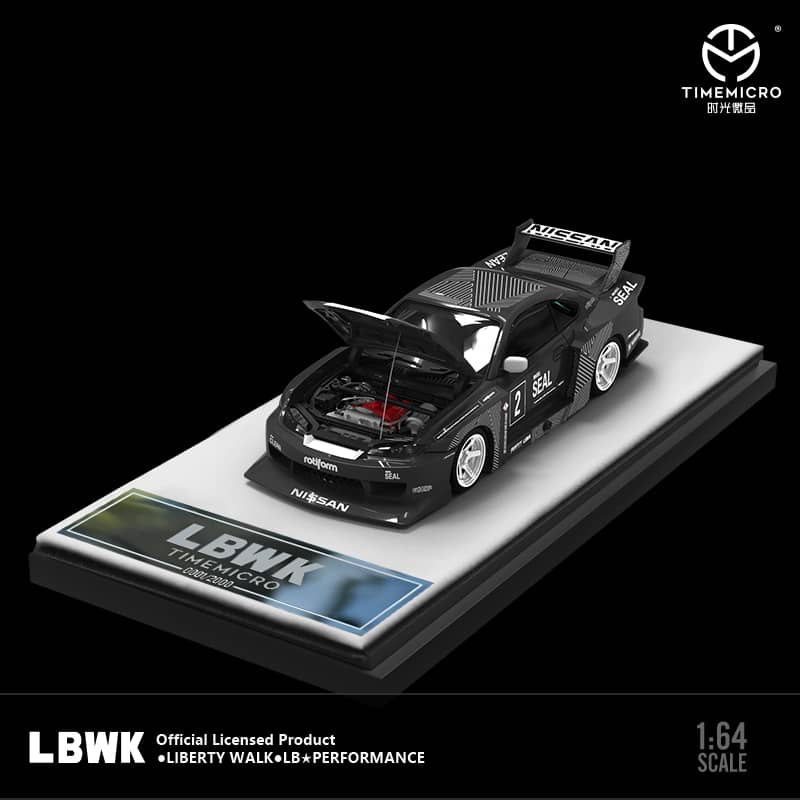 Time Micro 1/64 LB Super Silhouette Silvia S15 - Black
(Open-Hood, Visible Engine)