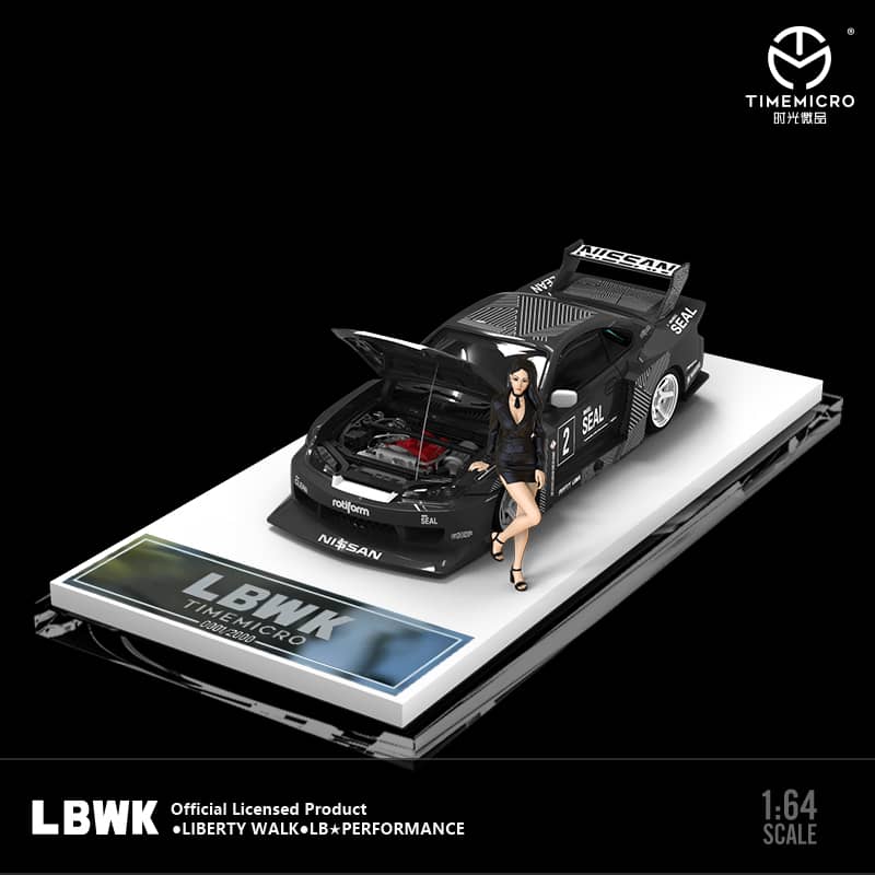 Time Micro 1/64 LB Super Silhouette Silvia S15 - Black
(Open-Hood, Visible Engine)