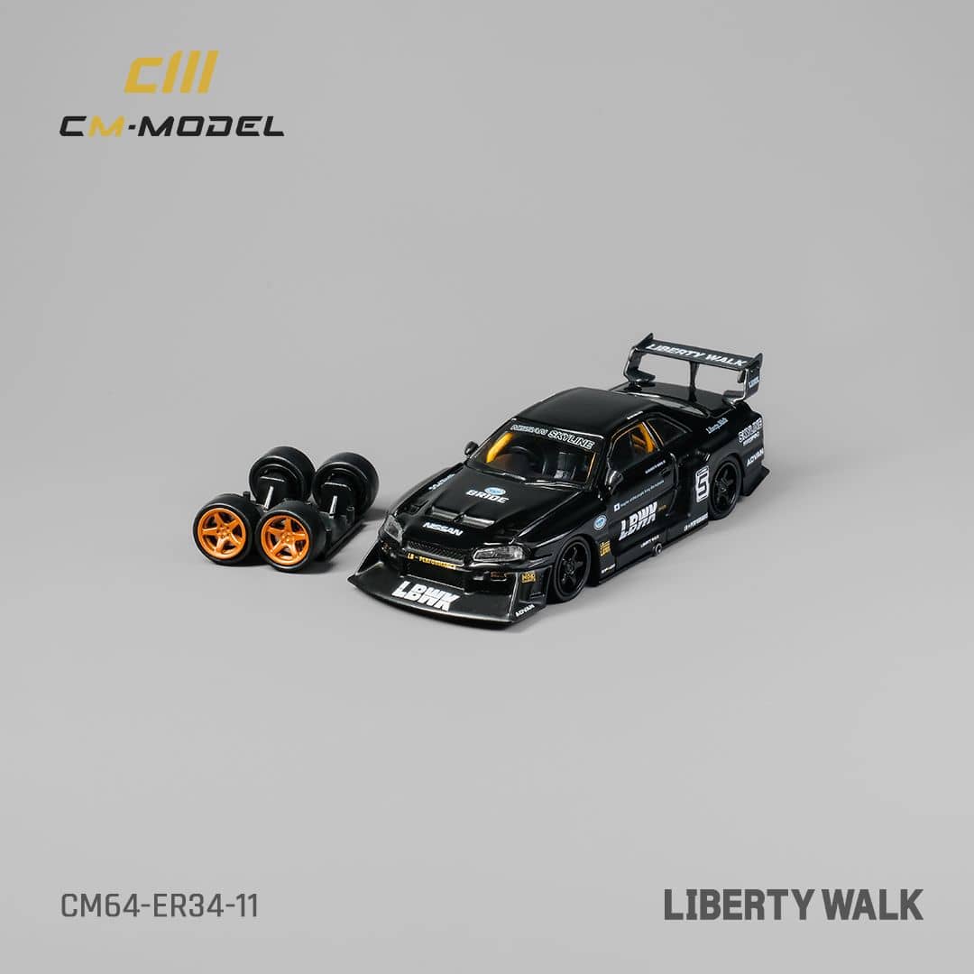 CM Model 1/64 Skyline GT-R R34 Super Silhouette ER34 Black 5#
