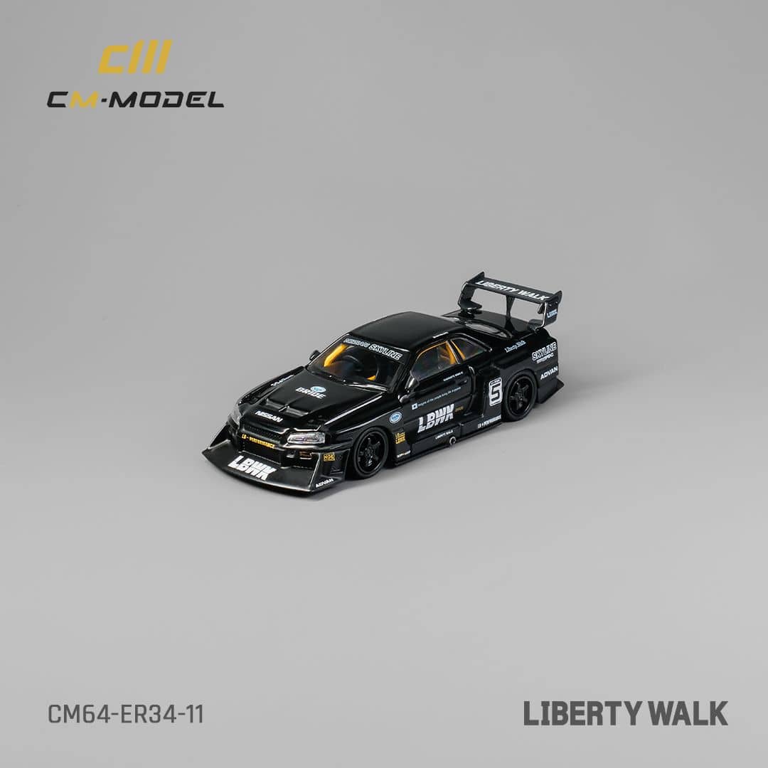 CM Model 1/64 Skyline GT-R R34 Super Silhouette ER34 Black 5#