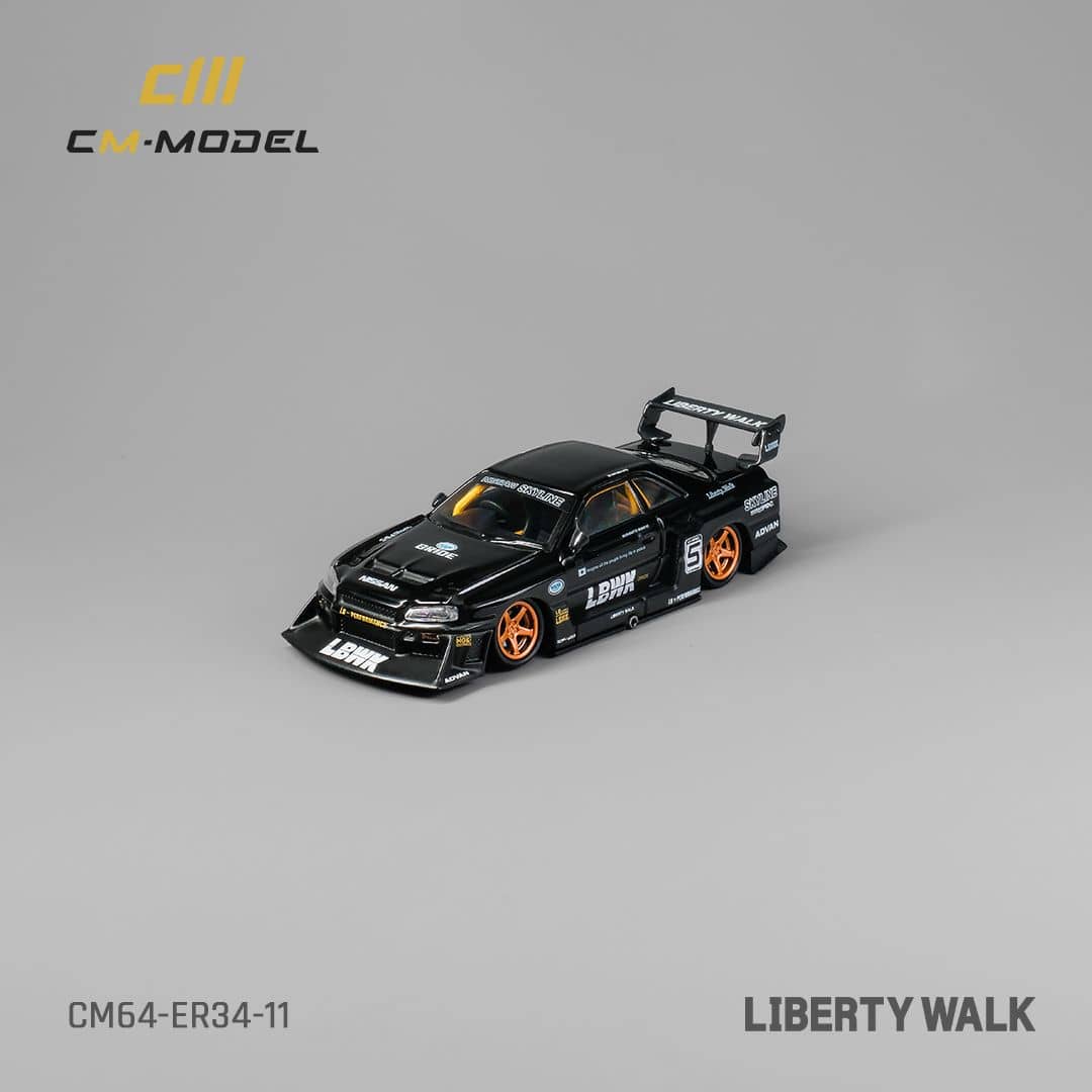 CM Model 1/64 Skyline GT-R R34 Super Silhouette ER34 Black 5#
