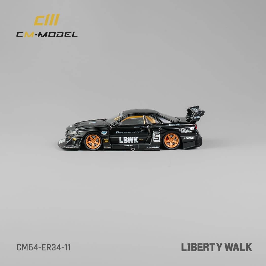 CM Model 1/64 Skyline GT-R R34 Super Silhouette ER34 Black 5#