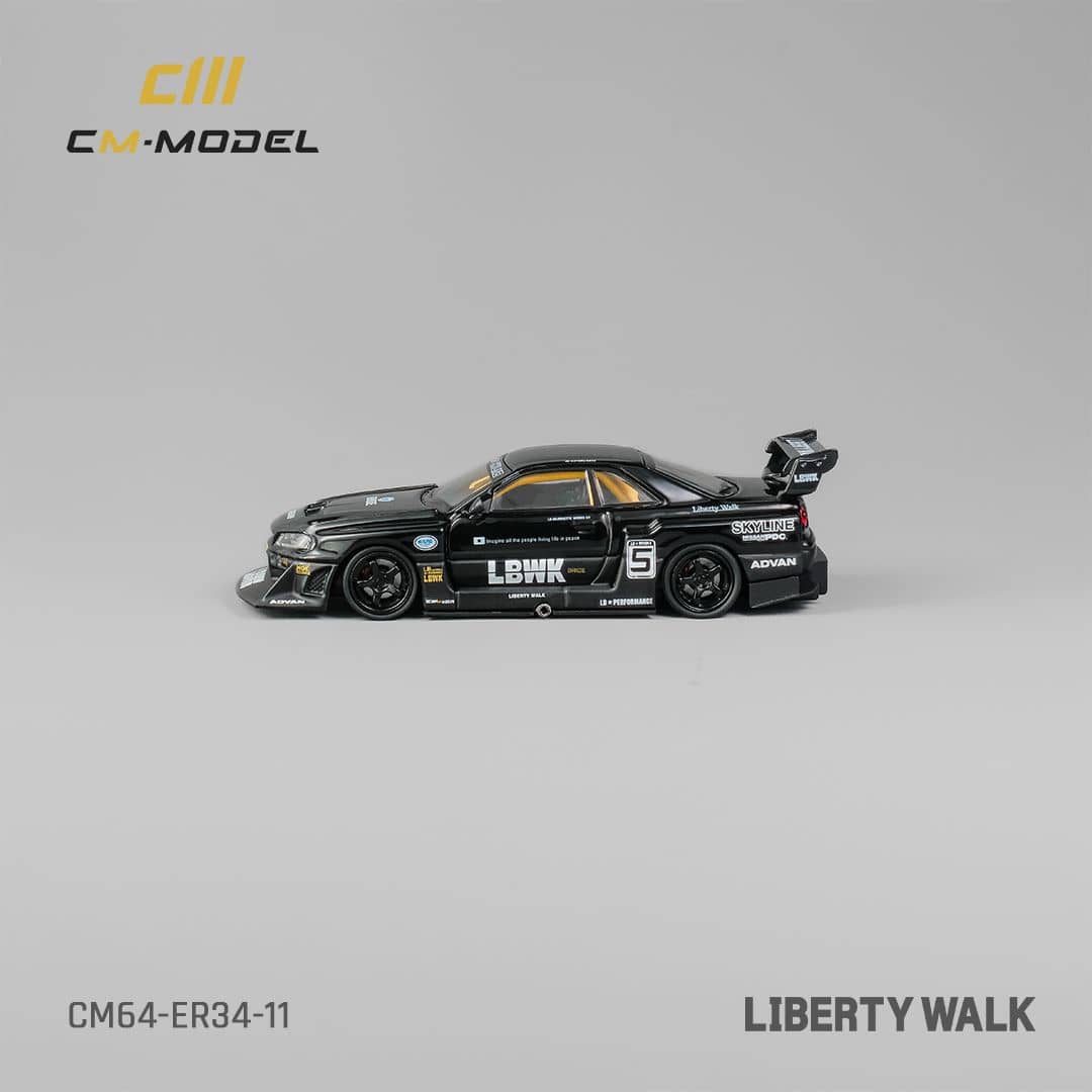 CM Model 1/64 Skyline GT-R R34 Super Silhouette ER34 Black 5#