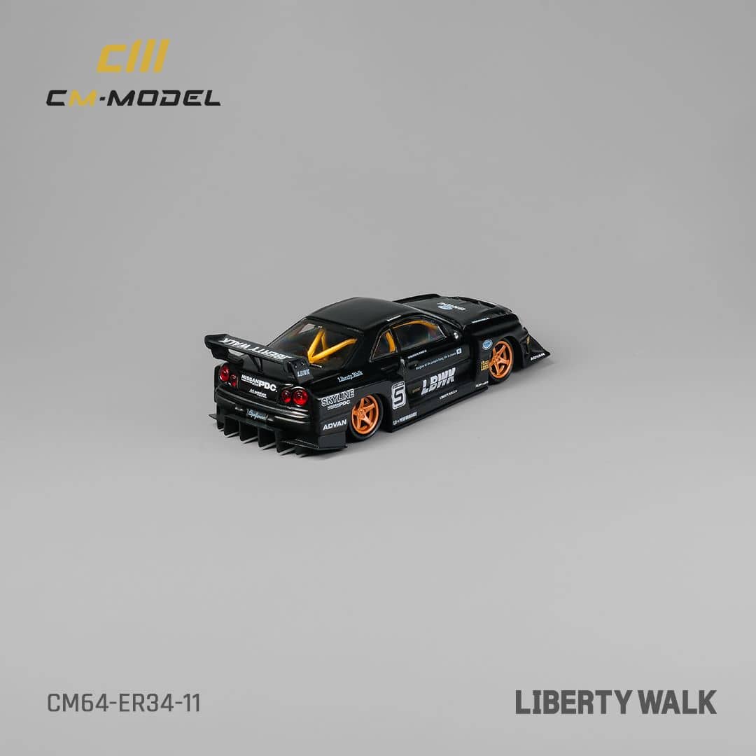 CM Model 1/64 Skyline GT-R R34 Super Silhouette ER34 Black 5#