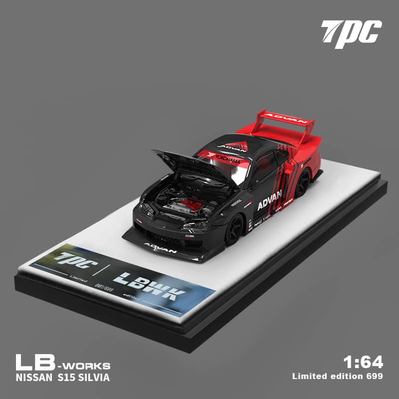 Time Micro x TPC 1/64 LB Super Silhouette S15 Silvia Modified - ADVAN
(Open-Hood, Visible Engine)
