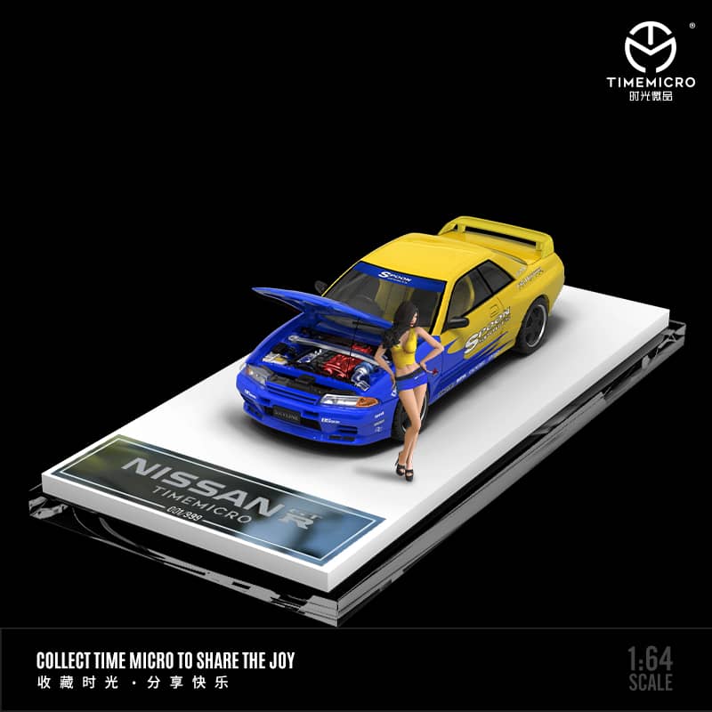 Time Micro 1/64 Skyline GT-R R32 Spoon / Falken (Open-Hood, Visible Engine)