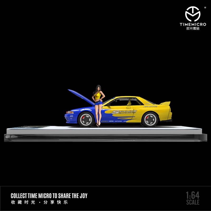 Time Micro 1/64 Skyline GT-R R32 Spoon / Falken (Open-Hood, Visible Engine)