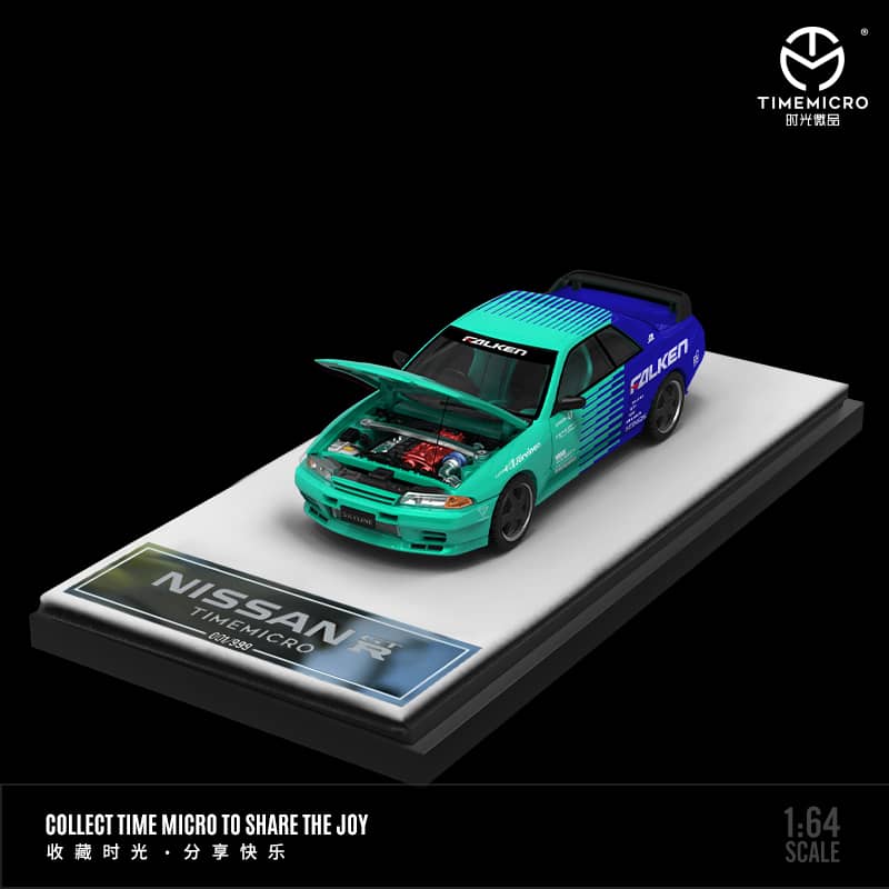 Time Micro 1/64 Skyline GT-R R32 Spoon / Falken (Open-Hood, Visible Engine)