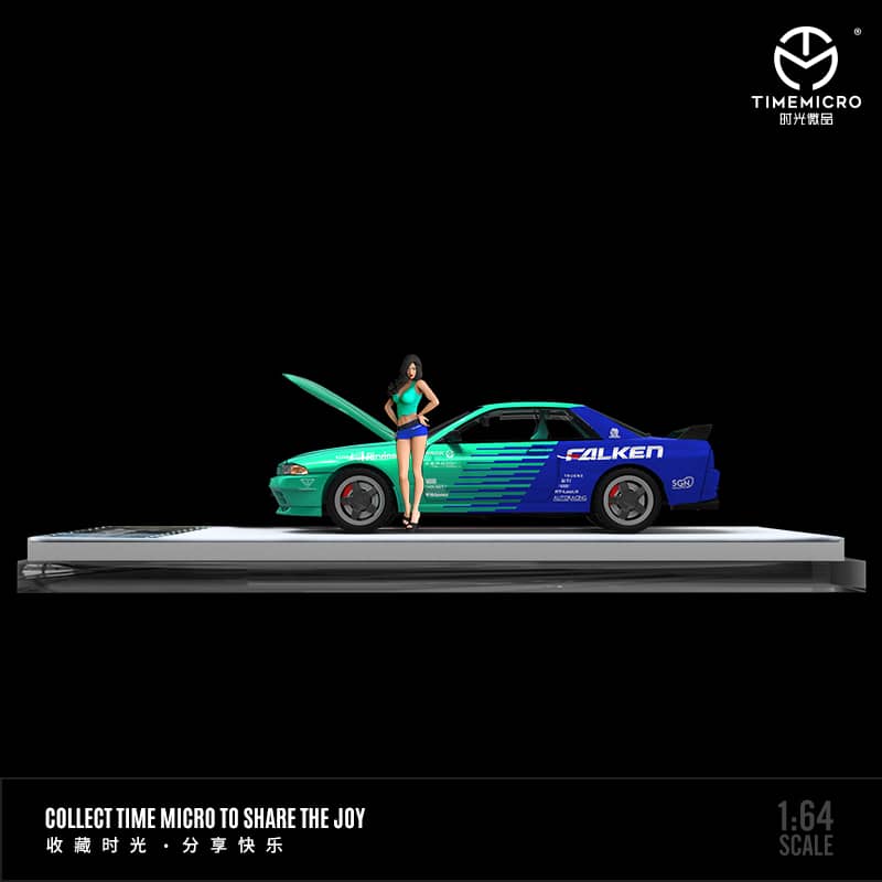 Time Micro 1/64 Skyline GT-R R32 Spoon / Falken (Open-Hood, Visible Engine)