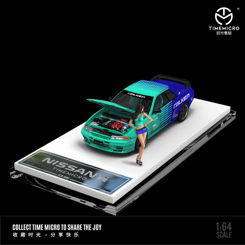 Time Micro 1/64 Skyline GT-R R32 Spoon / Falken (Open-Hood, Visible Engine)