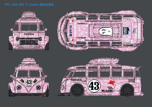 Liberty64 x TPC 1/64 VW T1 Kombi Hoonigan Pink43# Livery