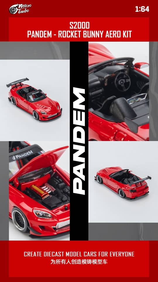 MicroTurbo 1/64 S2000 AP1 Pandem Rocket Bunny Modified (Open-Hood丨Detachable Engine丨Magnet Spoiler)