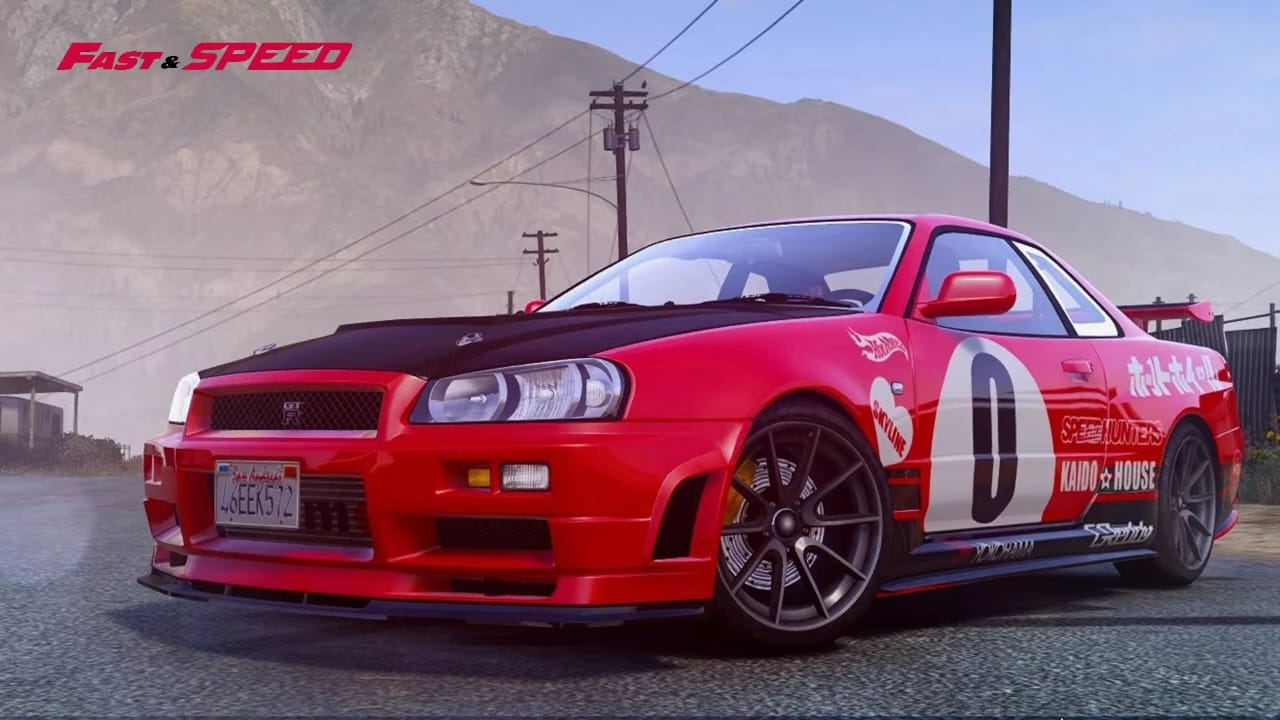 Fast Speed 1/64 Skyline GT-R R34 Z-Tune TE37 Rims & HighWing Edition - NFS Red Zero