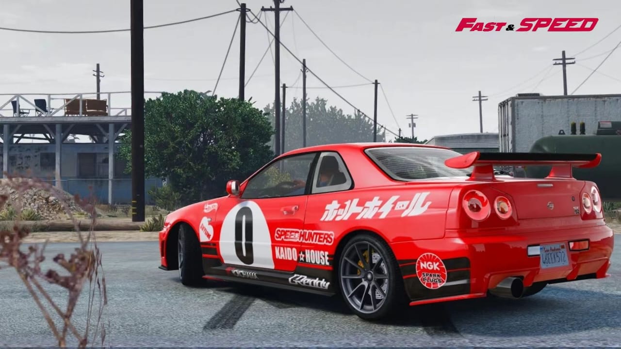 Fast Speed 1/64 Skyline GT-R R34 Z-Tune TE37 Rims & HighWing Edition - NFS Red Zero