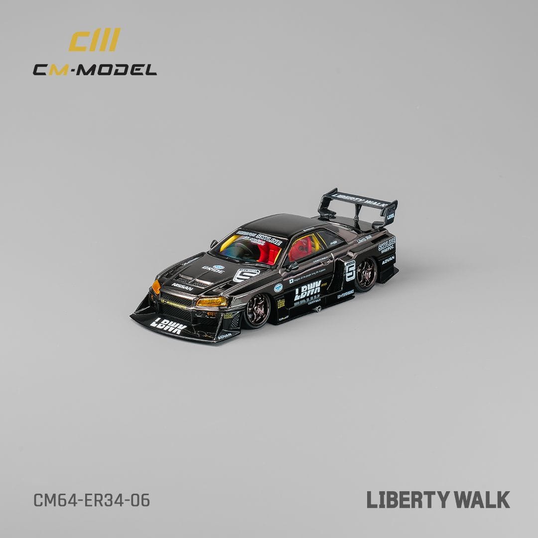 CM Model 1/64 Nissan Skyline GT-R R34, Super Silhouette ER34 Chrome GunGrey 5#