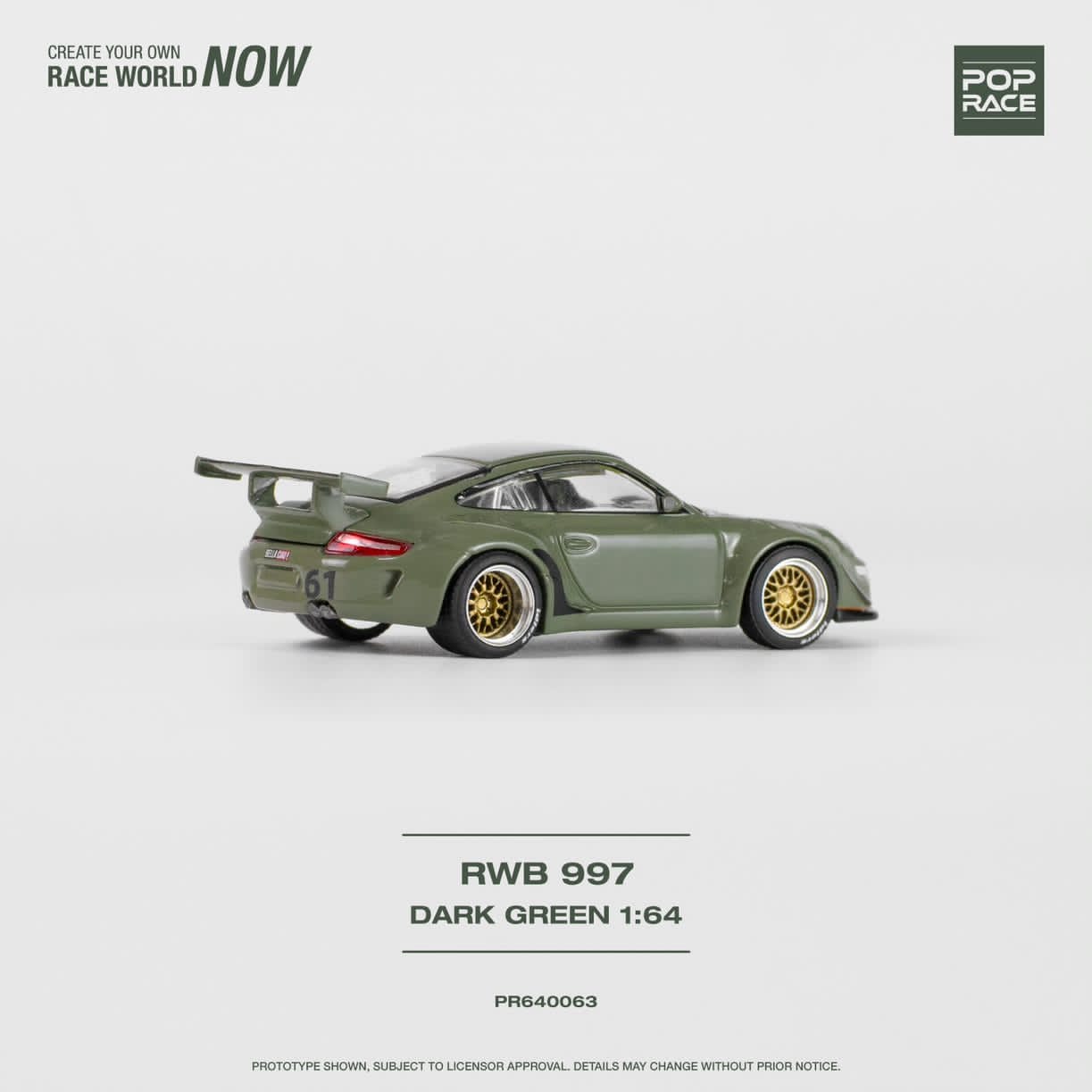 Pop Race 1/64 RWB 997 DARK GREEN
