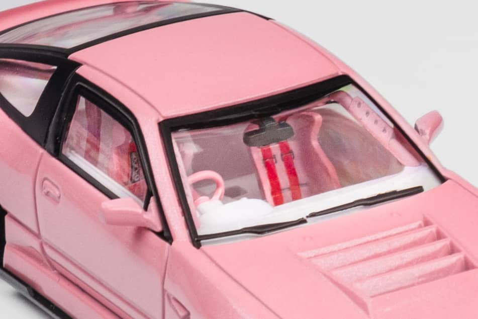 MicroTurbo 1/64 Miyabi 180SX (S13 Silvia) Spirit Rei Modified Valentine`s Day Special Edition - Metallic Pink (Retractable-Headlight, Visible Engine)