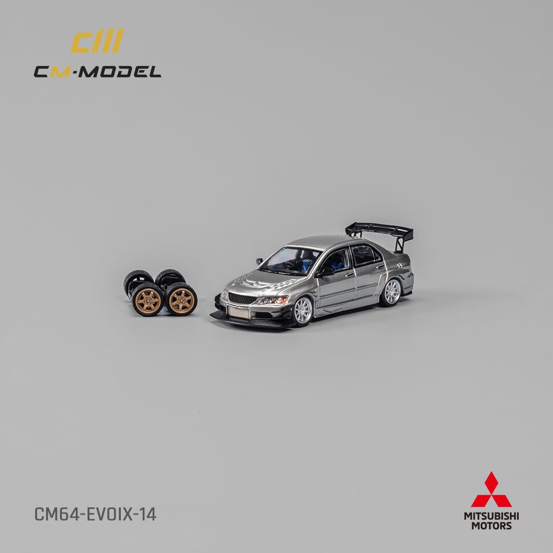 CM Model 1/64 Mitsubishi Lancer Evolution IX Voltex Modified - Metallic Silver