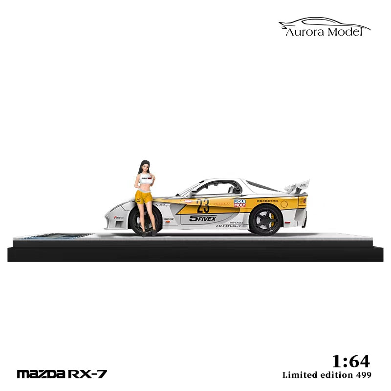 Aurora Model x Time Micro 1/64 RX-7 FD3S Veilside Fortune Modified -White Flash 23# Livery