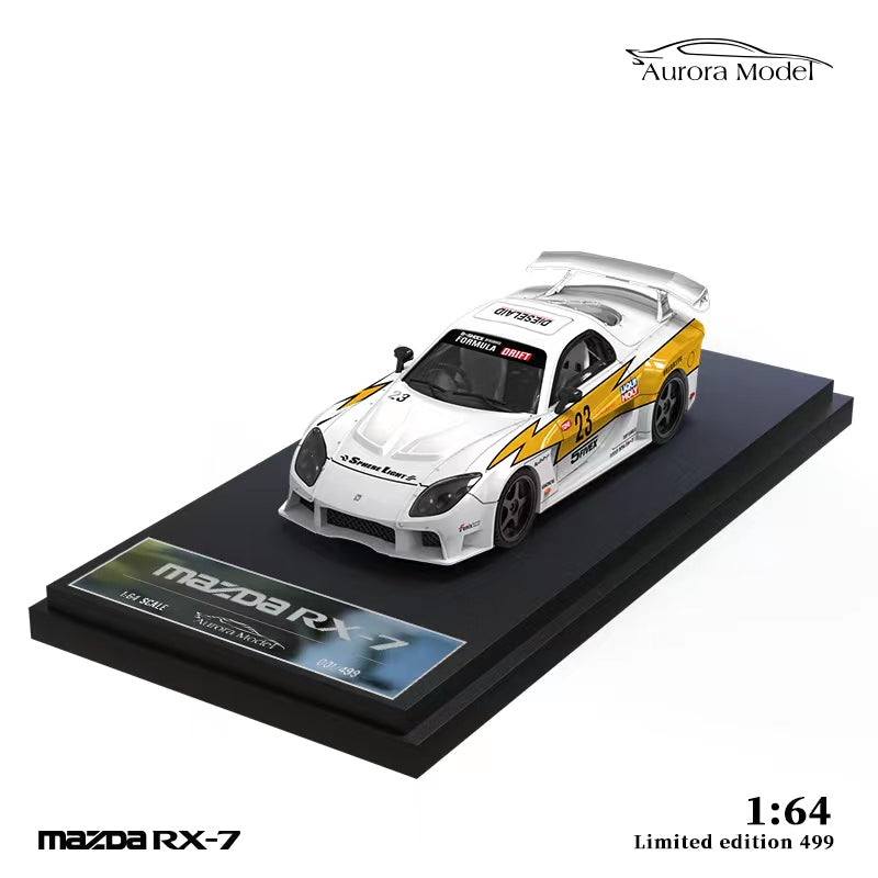 Aurora Model x Time Micro 1/64 RX-7 FD3S Veilside Fortune Modified -White Flash 23# Livery
