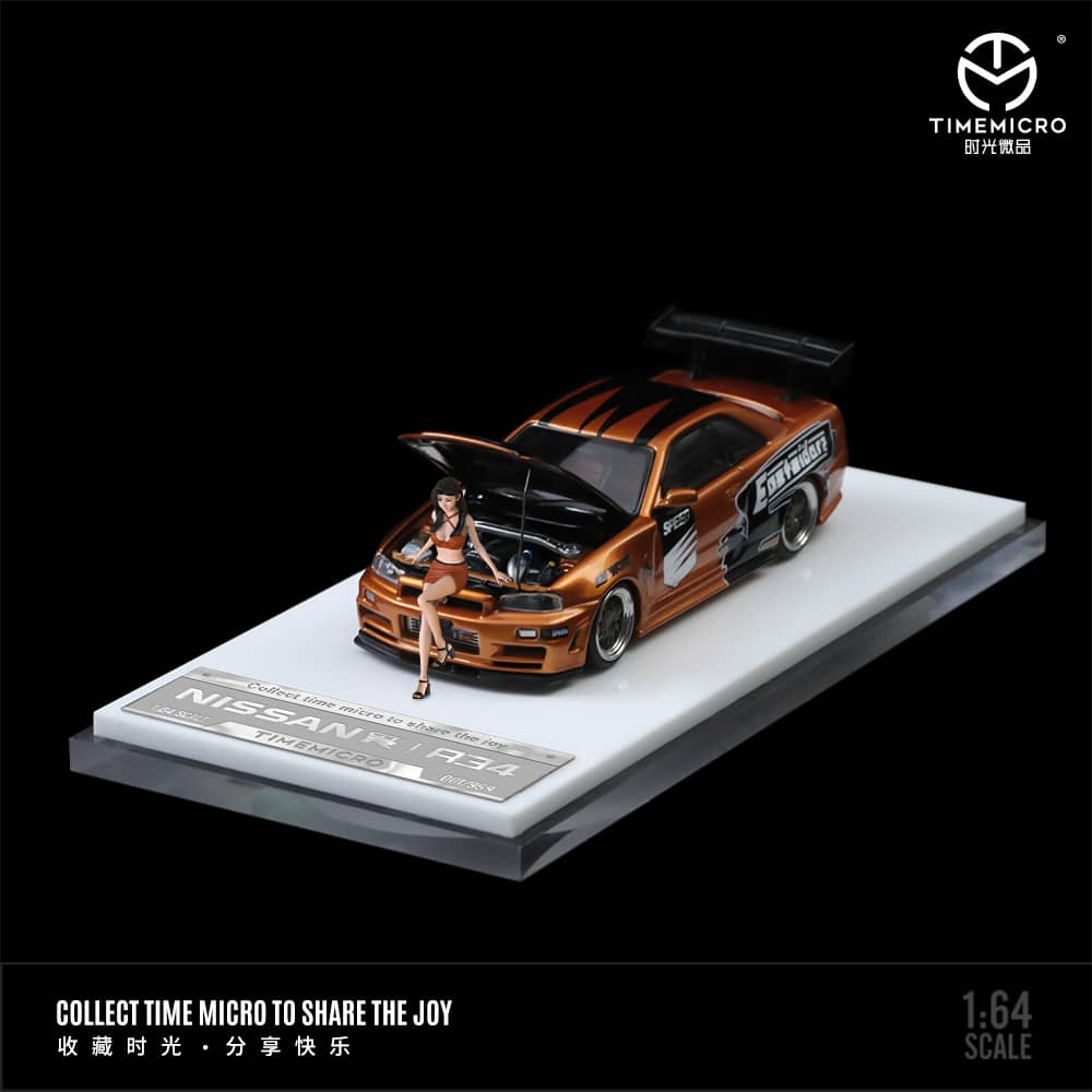 Time Micro 1/64 Skyline GT-R R34 Nismo Z-Tune
(Open-Hood, Visible Engine)