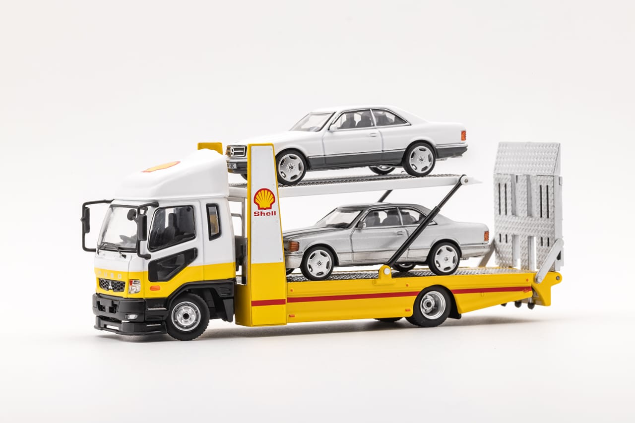 GCD 1/64 Mitsubishi Fuso Fighter Mk2(FK 2017) Outriggers Raised Double Deck Tow (310) - Shell Livery