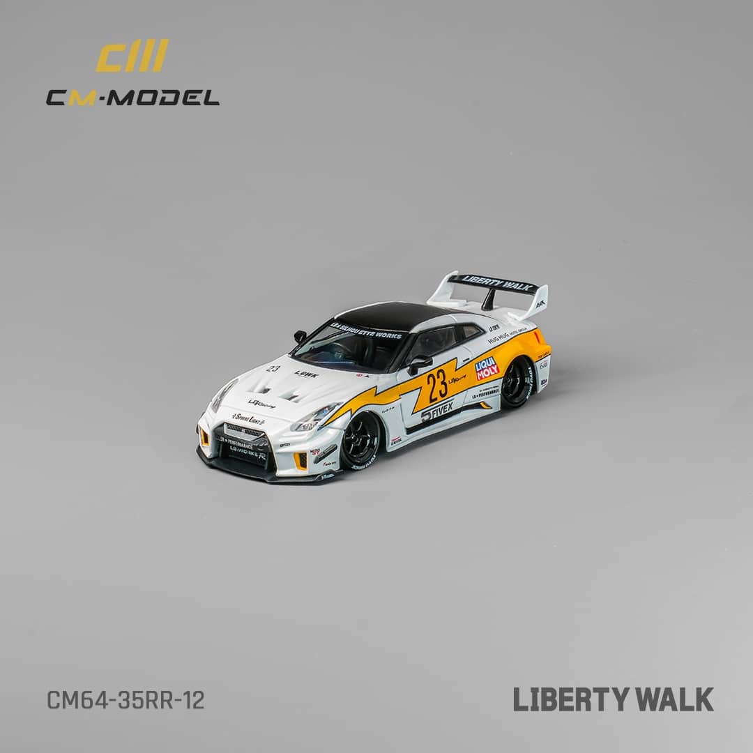 CM Model 1/64 Nissan LBWK GT-R R35, Super Silhouette 35GT-RR 3.0 White Flash 23#