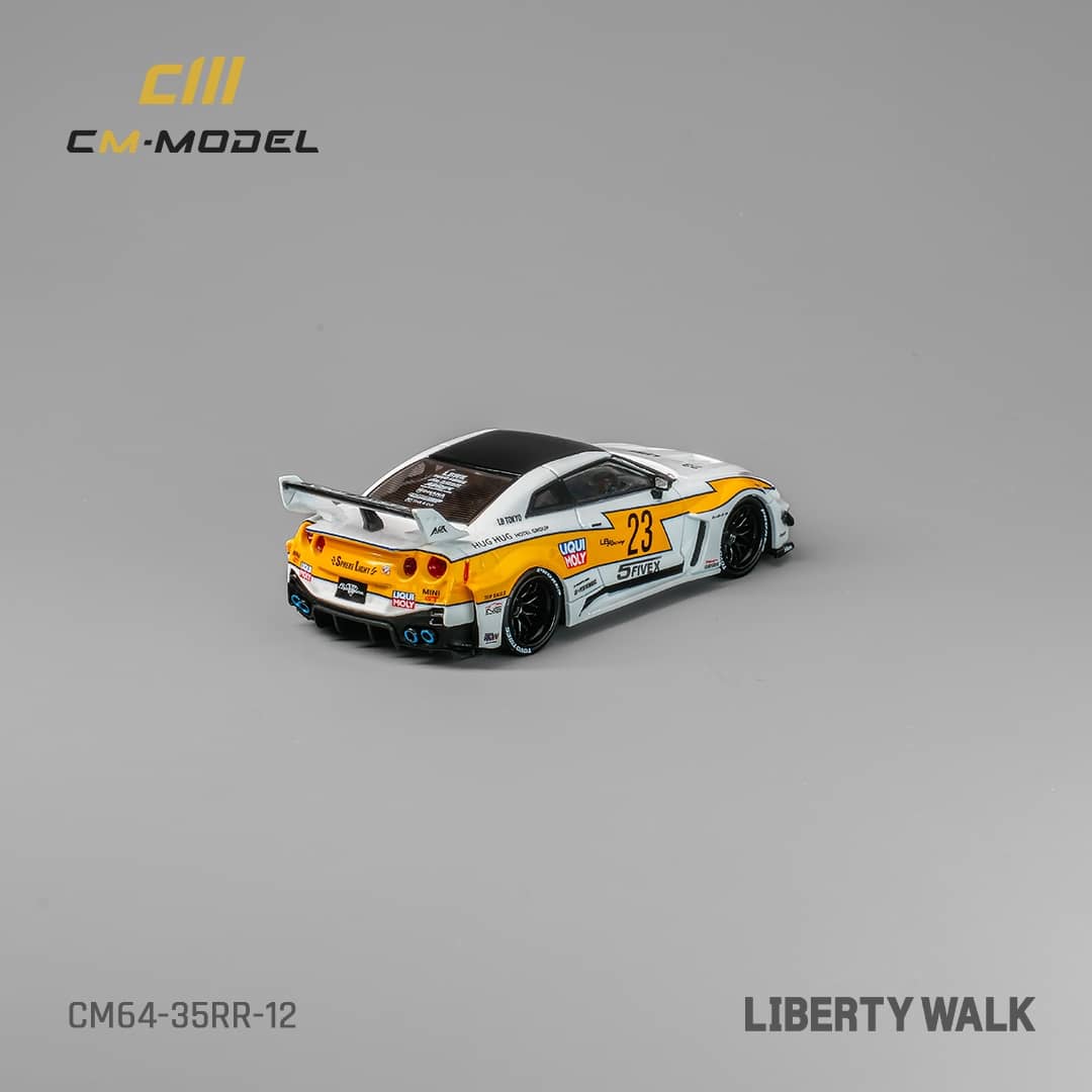 CM Model 1/64 Nissan LBWK GT-R R35, Super Silhouette 35GT-RR 3.0 White Flash 23#