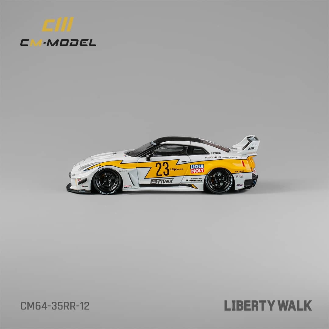CM Model 1/64 Nissan LBWK GT-R R35, Super Silhouette 35GT-RR 3.0 White Flash 23#