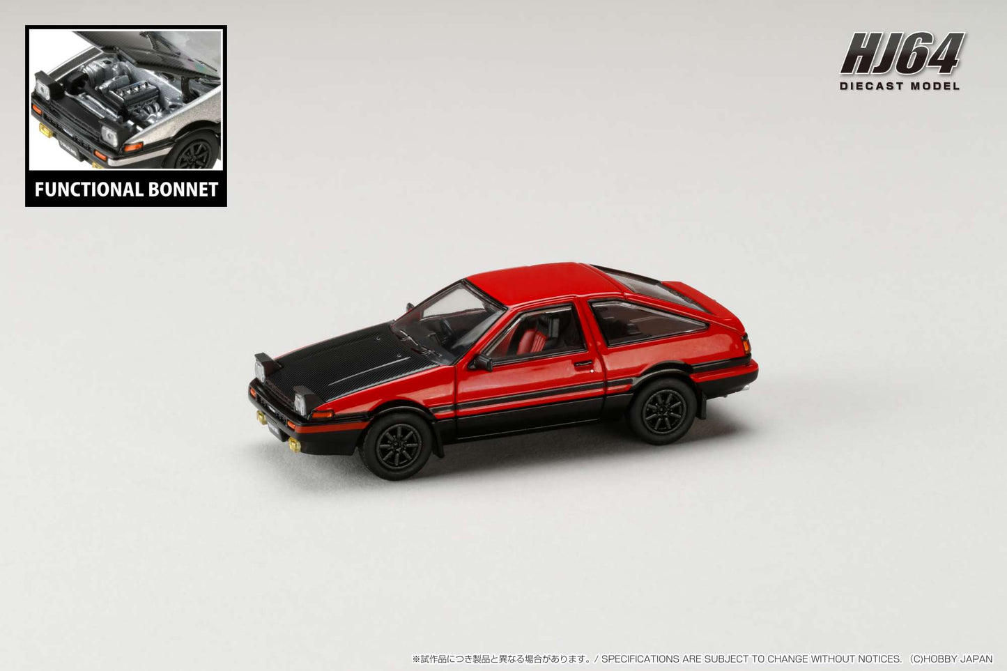 Hobby Japan 1/64 Toyota SPRINTER TRUENO GT APEX (AE86) JDM Style with CARBON BONNET