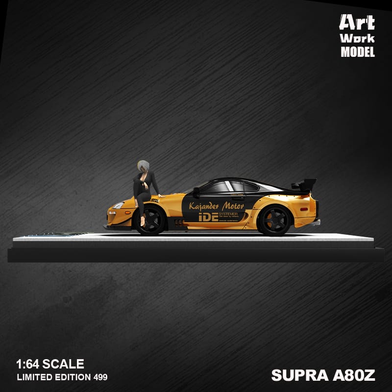 ArtWork Model x Time Micro 1/64 Supra A80 Gold with Black Strips Livery