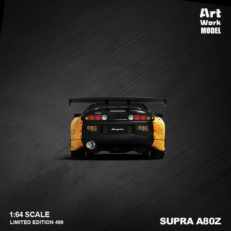 ArtWork Model x Time Micro 1/64 Supra A80 Gold with Black Strips Livery