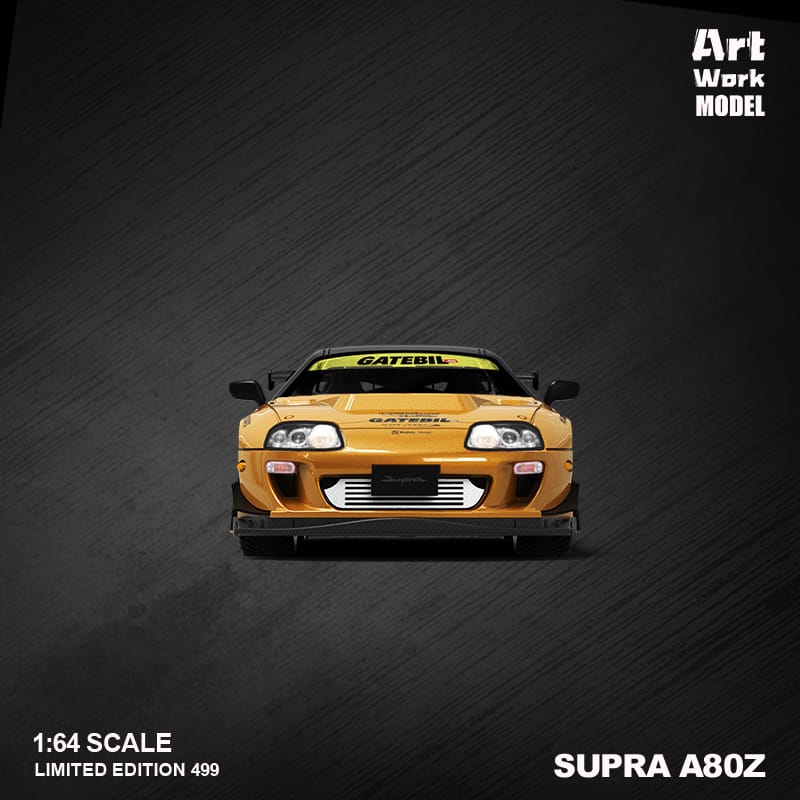 ArtWork Model x Time Micro 1/64 Supra A80 Gold with Black Strips Livery