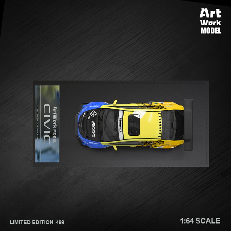 ArtWork Model x Time Micro 1/64 Civic FD2 Track Edition Modified Spoon 95# Cartoon Livery