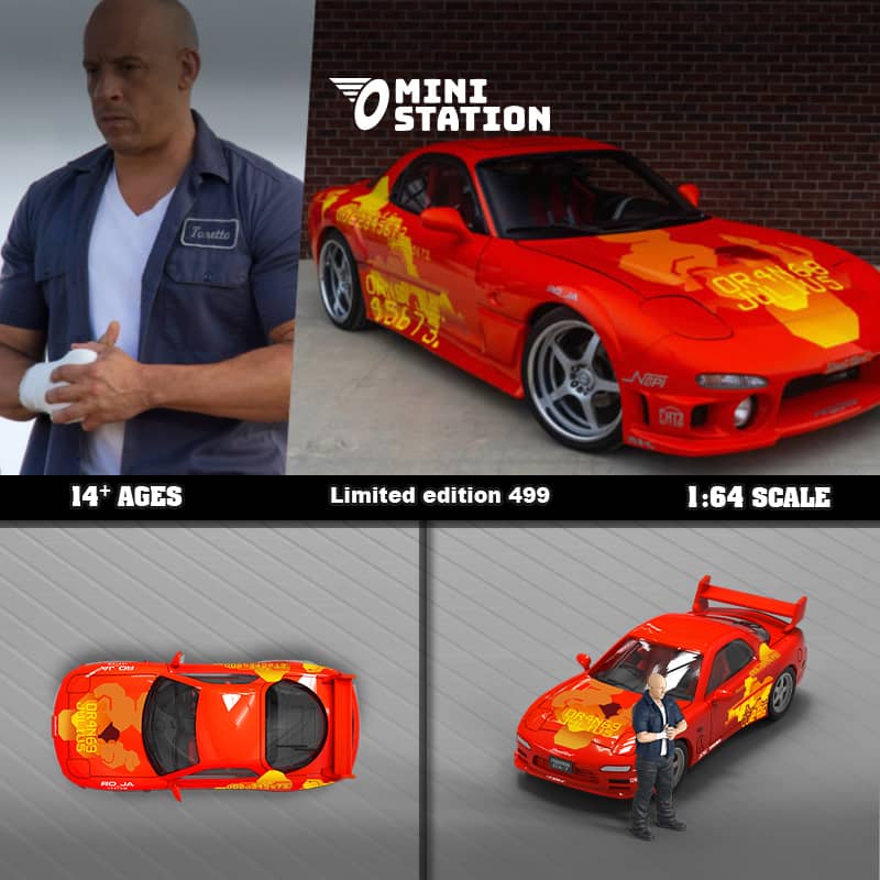 Mini Station x Time Micro 1/64 RX-7 FD3S FNF Orange Livery