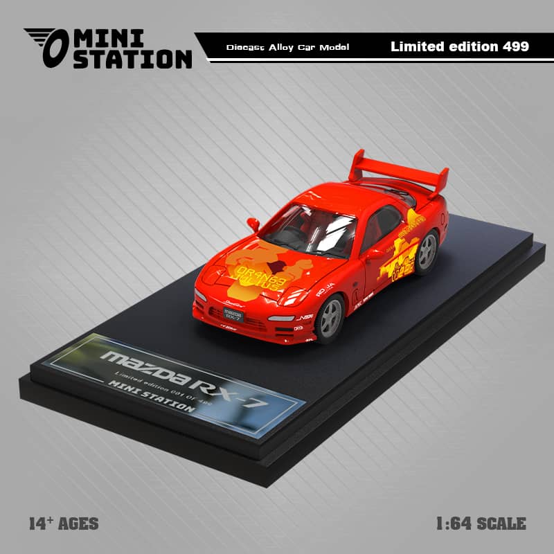 Mini Station x Time Micro 1/64 RX-7 FD3S FNF Orange Livery