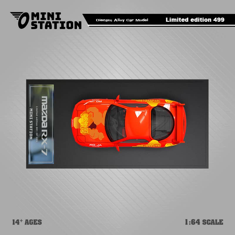 Mini Station x Time Micro 1/64 RX-7 FD3S FNF Orange Livery