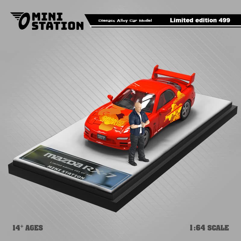 Mini Station x Time Micro 1/64 RX-7 FD3S FNF Orange Livery