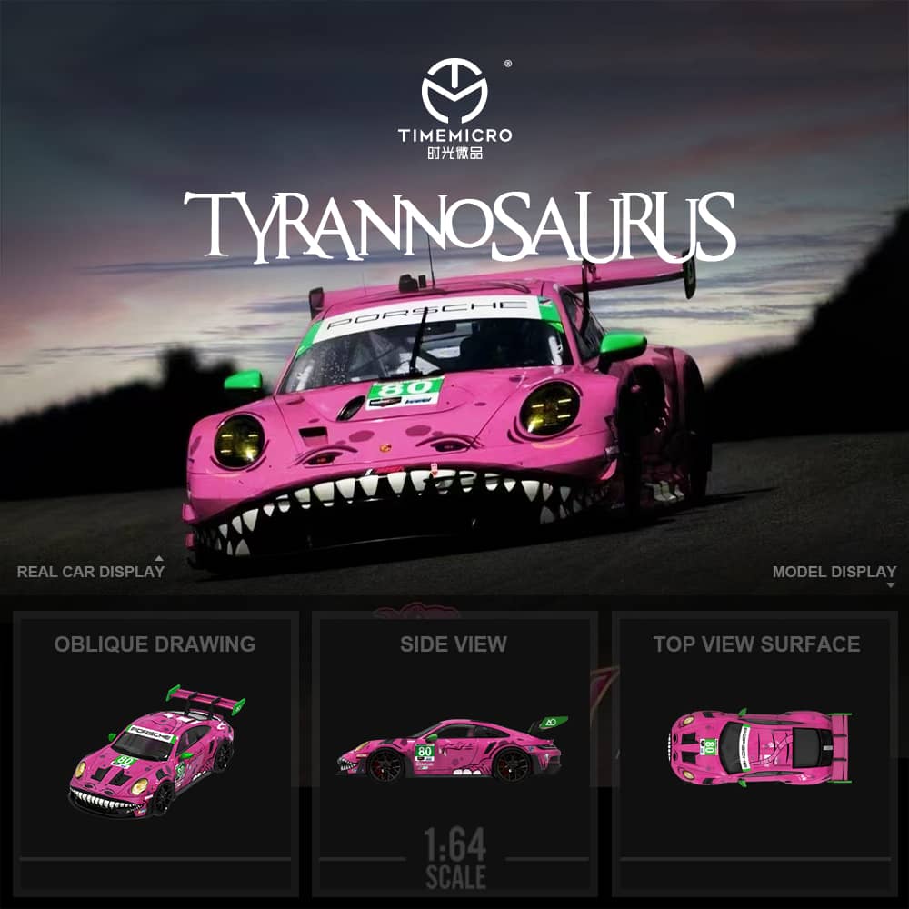 Time Micro 1/64 992 GT3 RS Pink Tyrannosaurus Green80# Livery