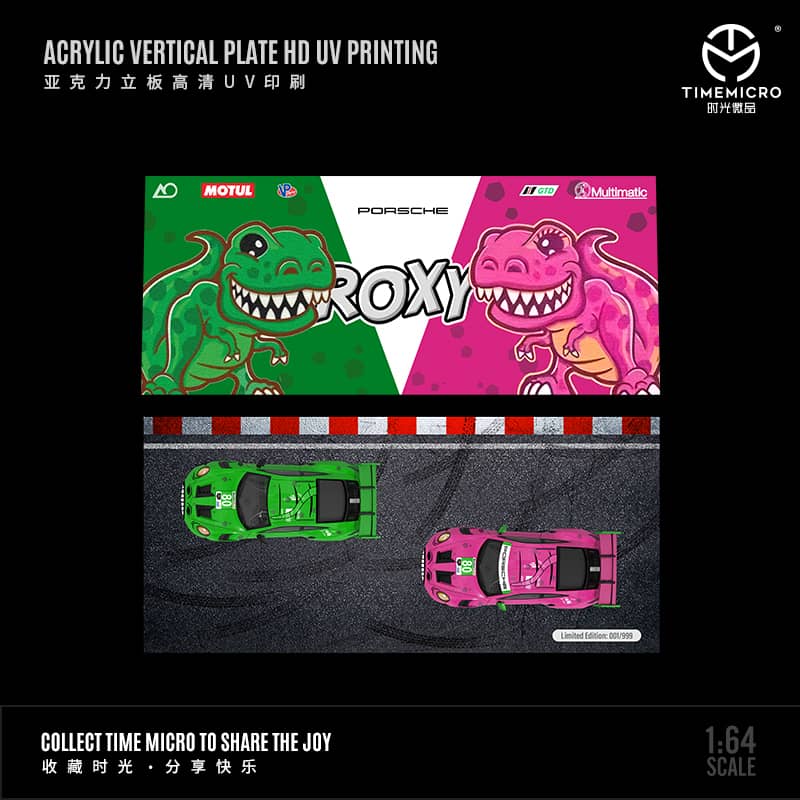 Time Micro 1/64 992 GT3 RS Pink Tyrannosaurus Green80# Livery