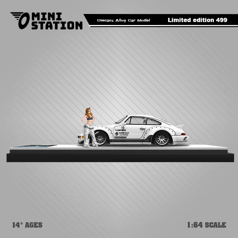 Mini Station x Time Micro 1/64 RWB964 GT Wing WildBody Samurai Cyberpunk Livery