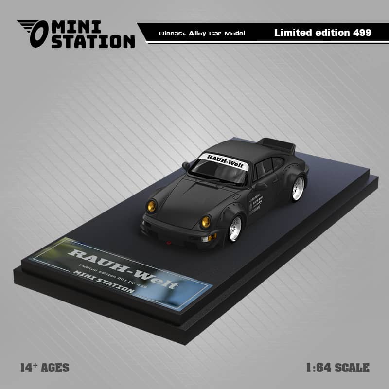 Mini Station x Time Micro 1/64 RWB964 GT Wing WildBody Samurai Cyberpunk Livery