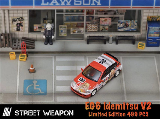 Street Weapon 1/64 Civic EG6 Idemitsu 100# Livery(White Rims)