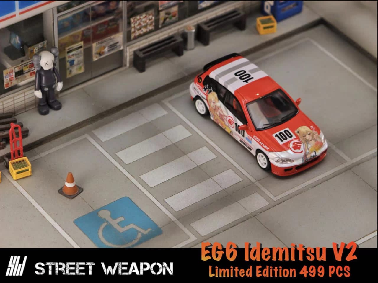 Street Weapon 1/64 Civic EG6 Idemitsu 100# Livery(White Rims)