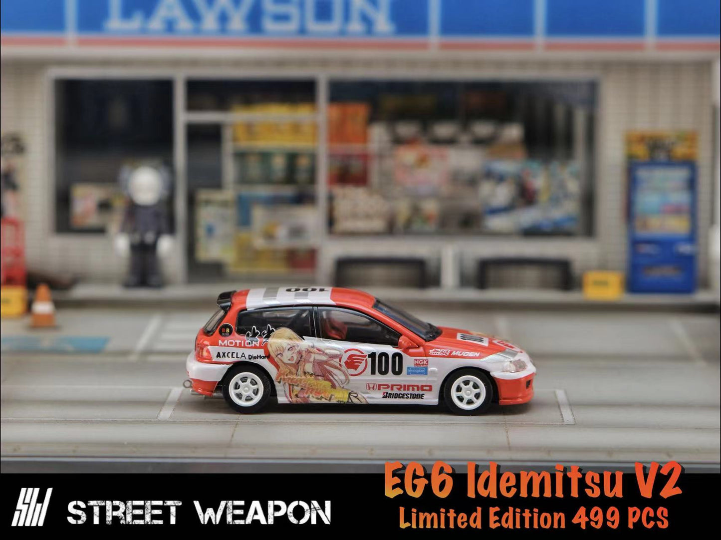 Street Weapon 1/64 Civic EG6 Idemitsu 100# Livery(White Rims)