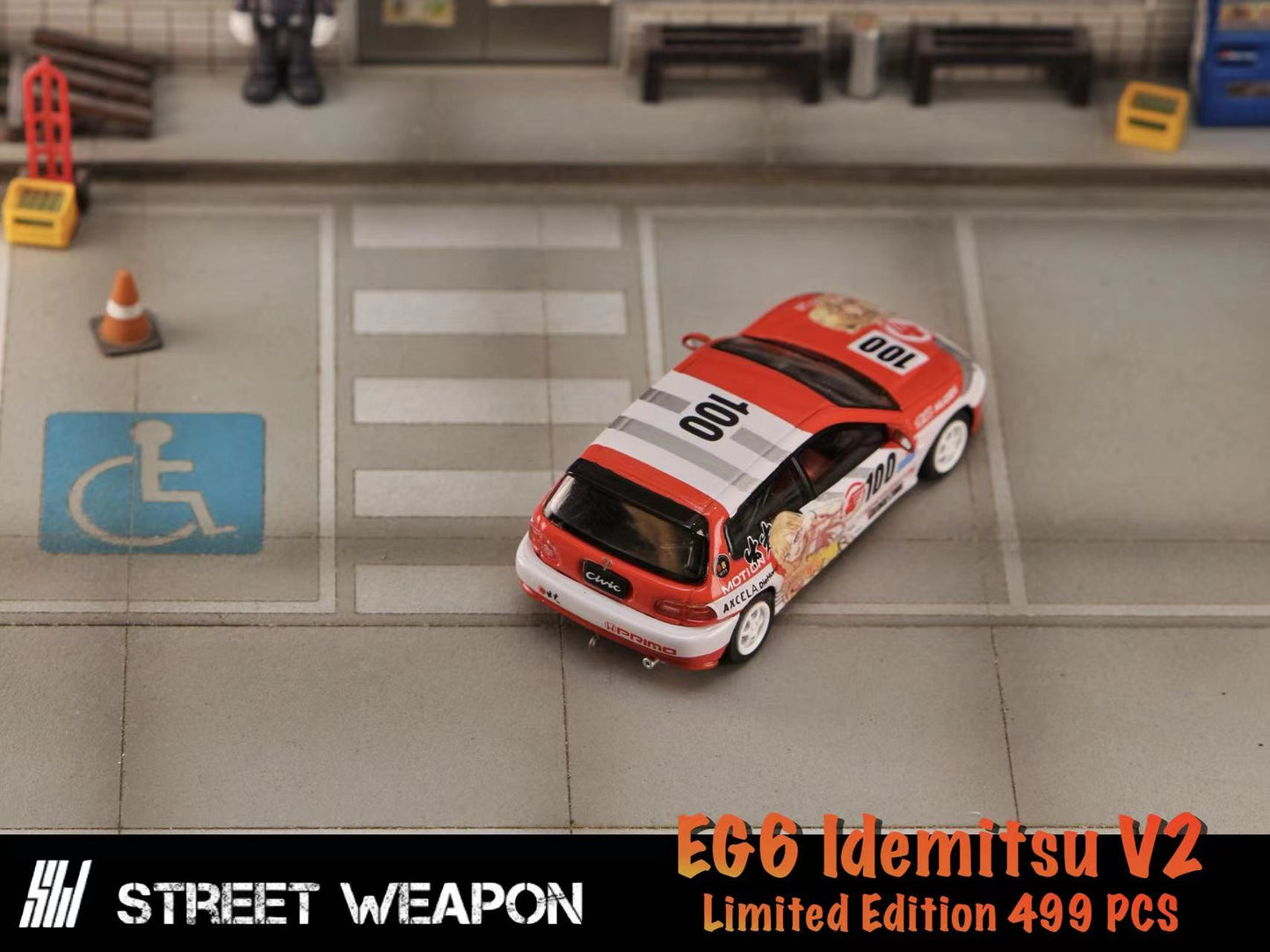 [ETA:  Sep 2024 ] Street Weapon 1/64 Civic EG6 Idemitsu 100# Livery(White Rims)