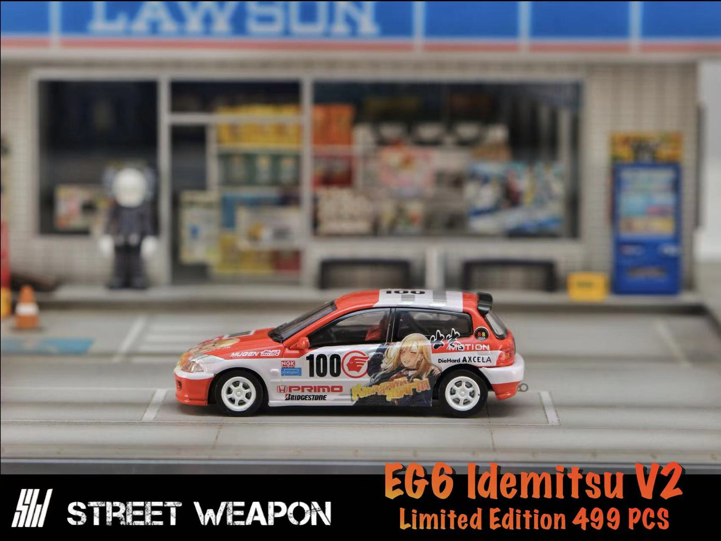 Street Weapon 1/64 Civic EG6 Idemitsu 100# Livery(White Rims)