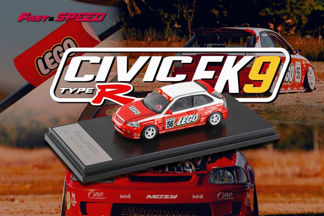 Fast Speed 1/64 Civic Type-R EK9 Spoon Modified Red Lego 56# Livery(Red-Carbon Hood)