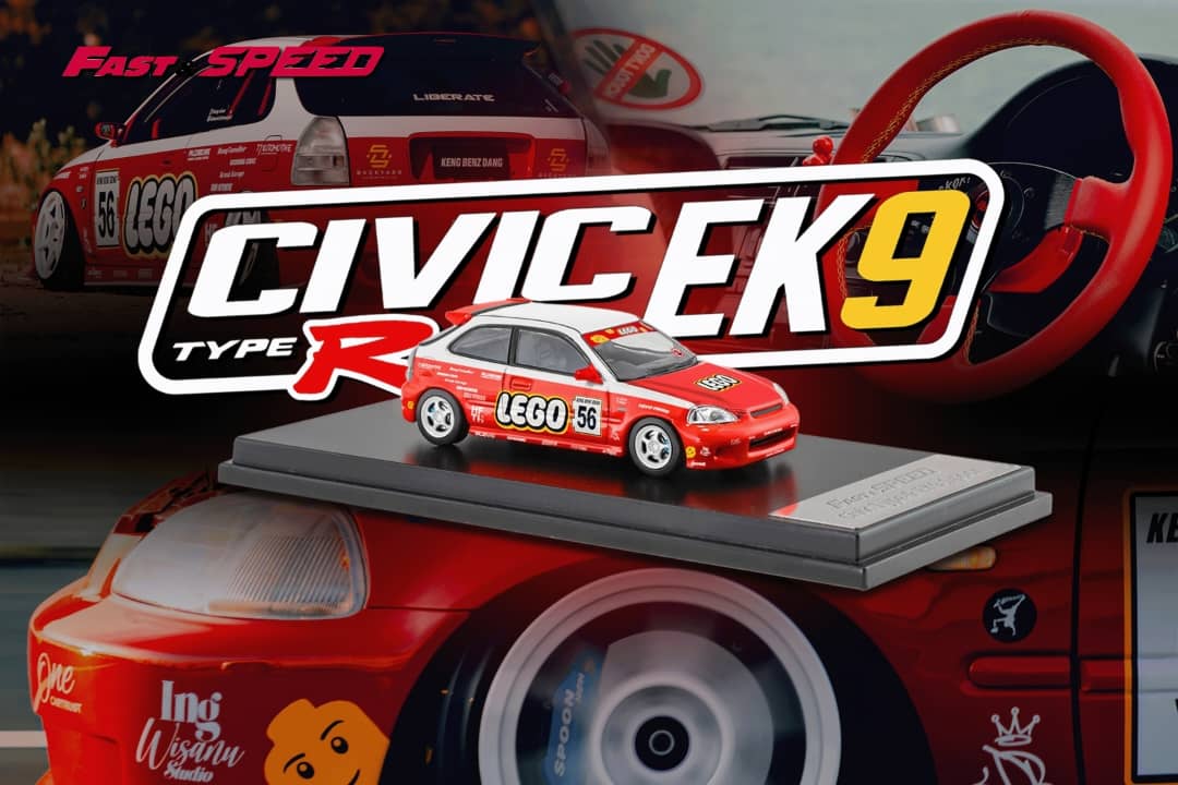 Fast Speed 1/64 Civic Type-R EK9 Spoon Modified Red Lego 56# Livery(Red-Carbon Hood)