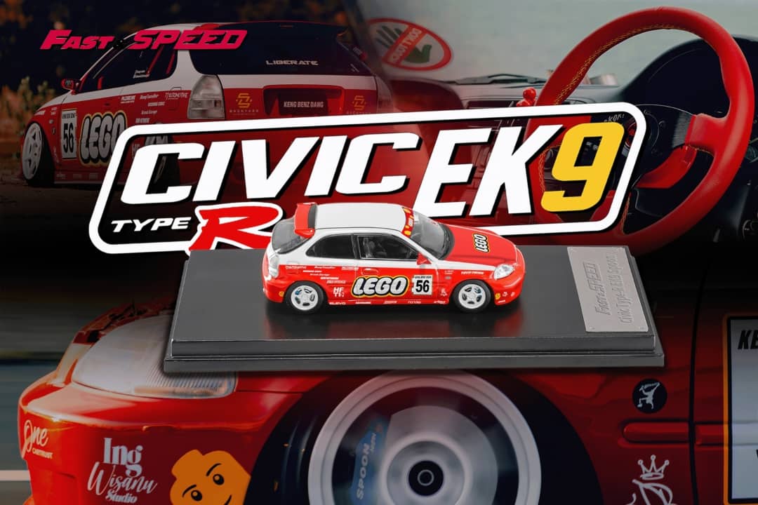 Fast Speed 1/64 Civic Type-R EK9 Spoon Modified Red Lego 56# Livery(Red-Carbon Hood)
